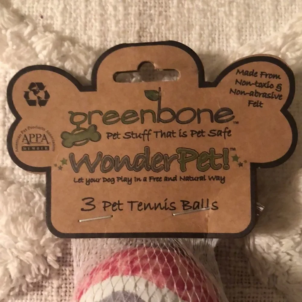 greenbone 3 Pet Tennis Balls Pet Safe Non-Toxic